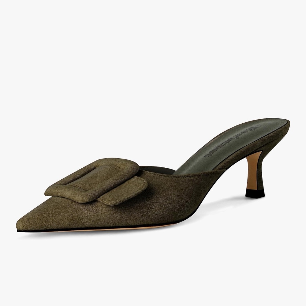 Elegant Olive Green Mules